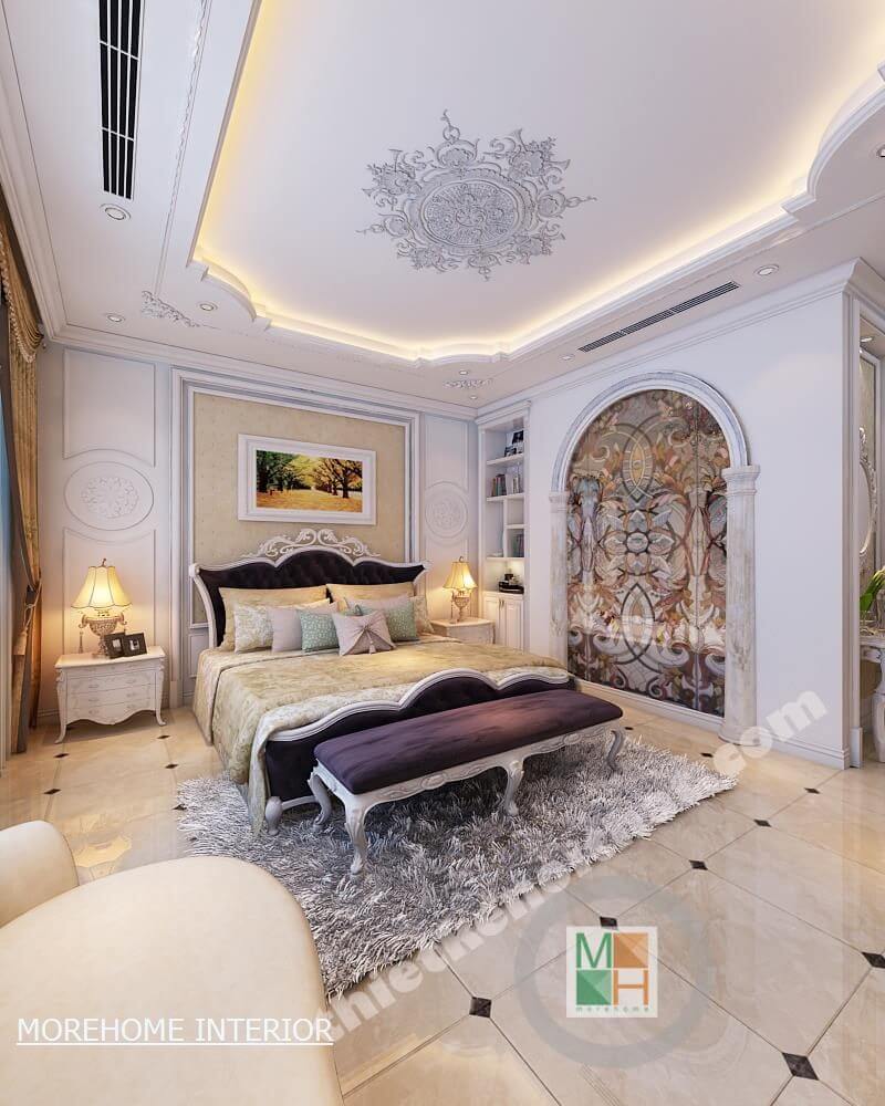 Giường ngủ chung cư tân cổ điển Giường ngủ chung cư tân cổ điển