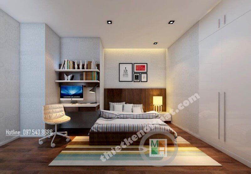 Không gian phòng ngủ nhẹ nhàng và tinh tế hơn với những nội thất được làm từ chất liệu gỗ công nghiệp