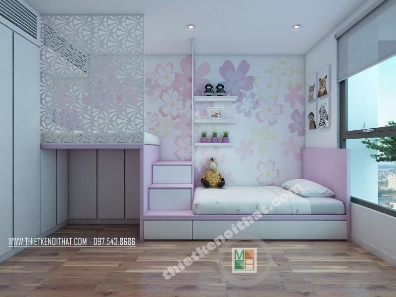 Nội thất phòng ngủ của con được bố trí 1 cái hoàn hảo từ giường, tủ hay các đồ decor trang trí, mang lại cho con một không gian nghỉ ngơi thoải mái nhất