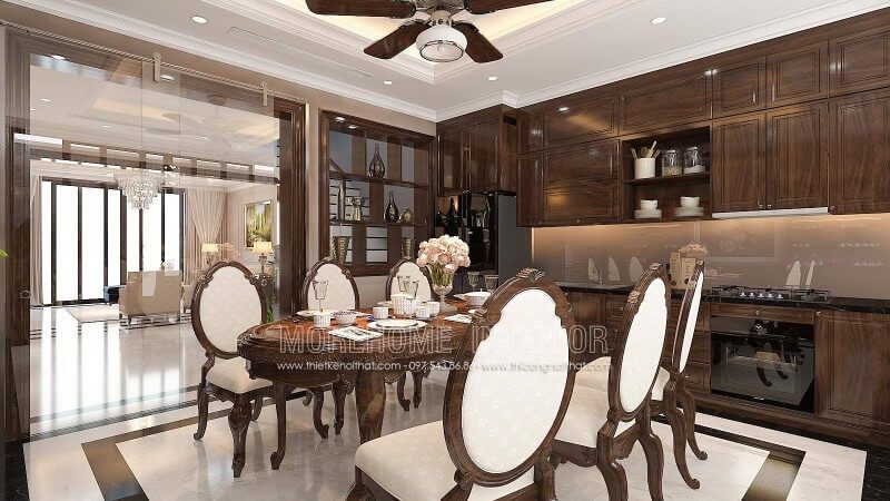 Thiết kế nội thất phòng bếp gỗ tự nhiên cao cấp mang lại sự tiện nghi cho người đầu bếp