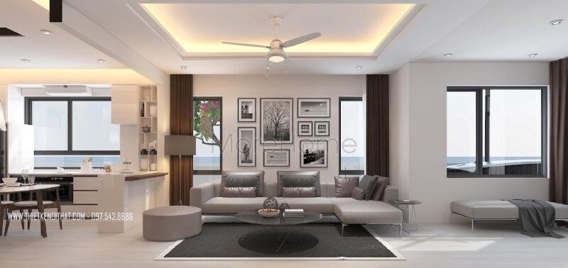 Phòng khách biệt thự, nhà phố vừa sang trọng lại tiện nghi với mẫu sofa hiện đại bọc da xám bóng cao cấp năng động với phong cách thiết kế hiện đại trẻ trung.